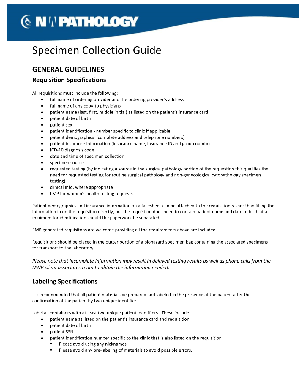 Specimen Collection Guide