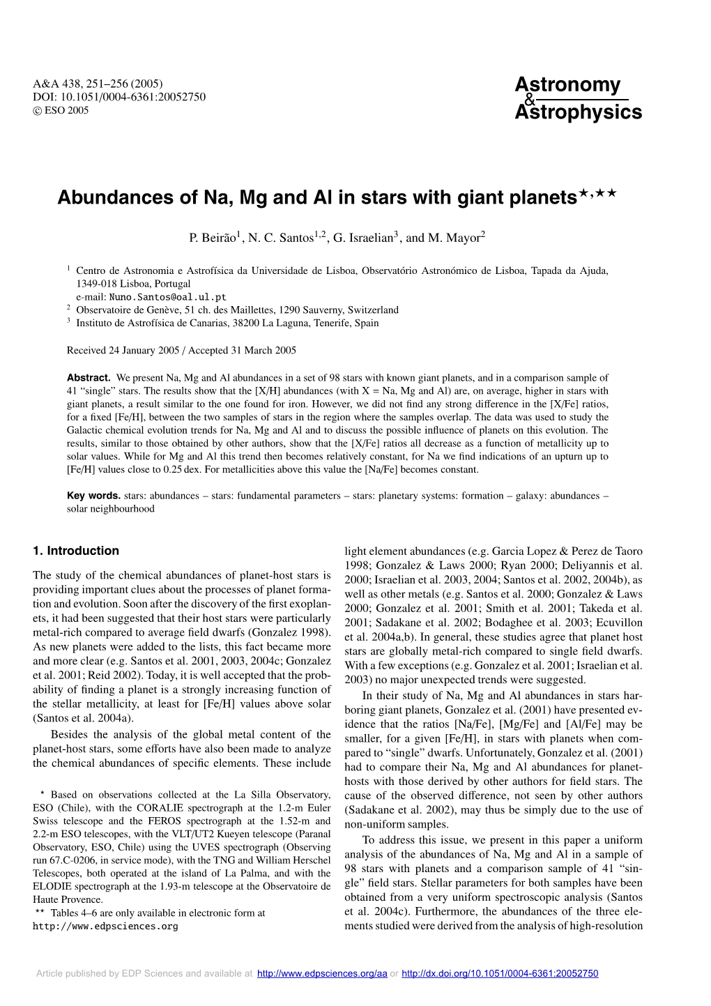 Abundances of Na, Mg and Al in Stars with Giant Planets�,