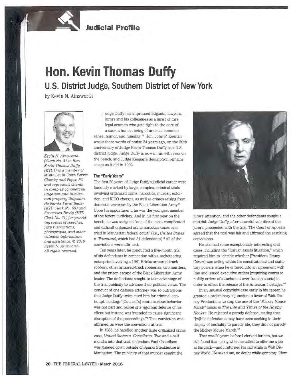 Hon. Kevin Thomas Duffy U.S