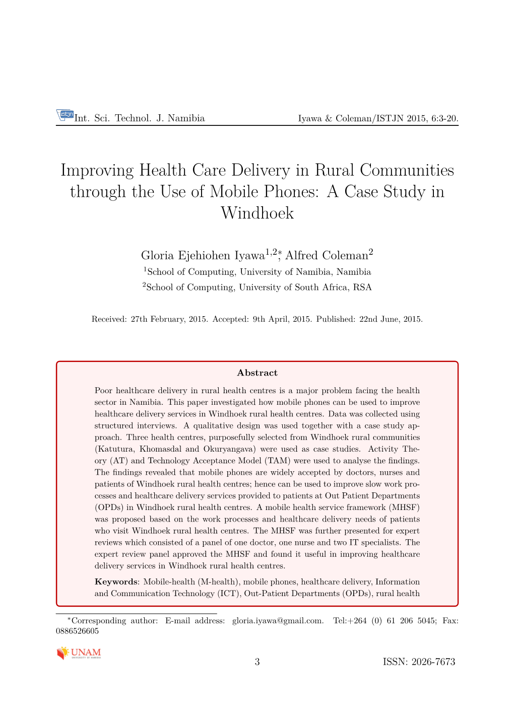 Improving Health Care Delivery in Rural Communities Through the Use of Mobile Phones: a Case Study in Windhoek