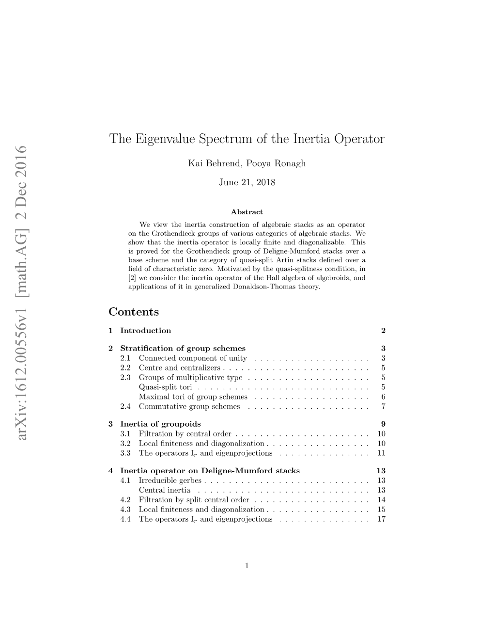 The Eigenvalue Spectrum of the Inertia Operator