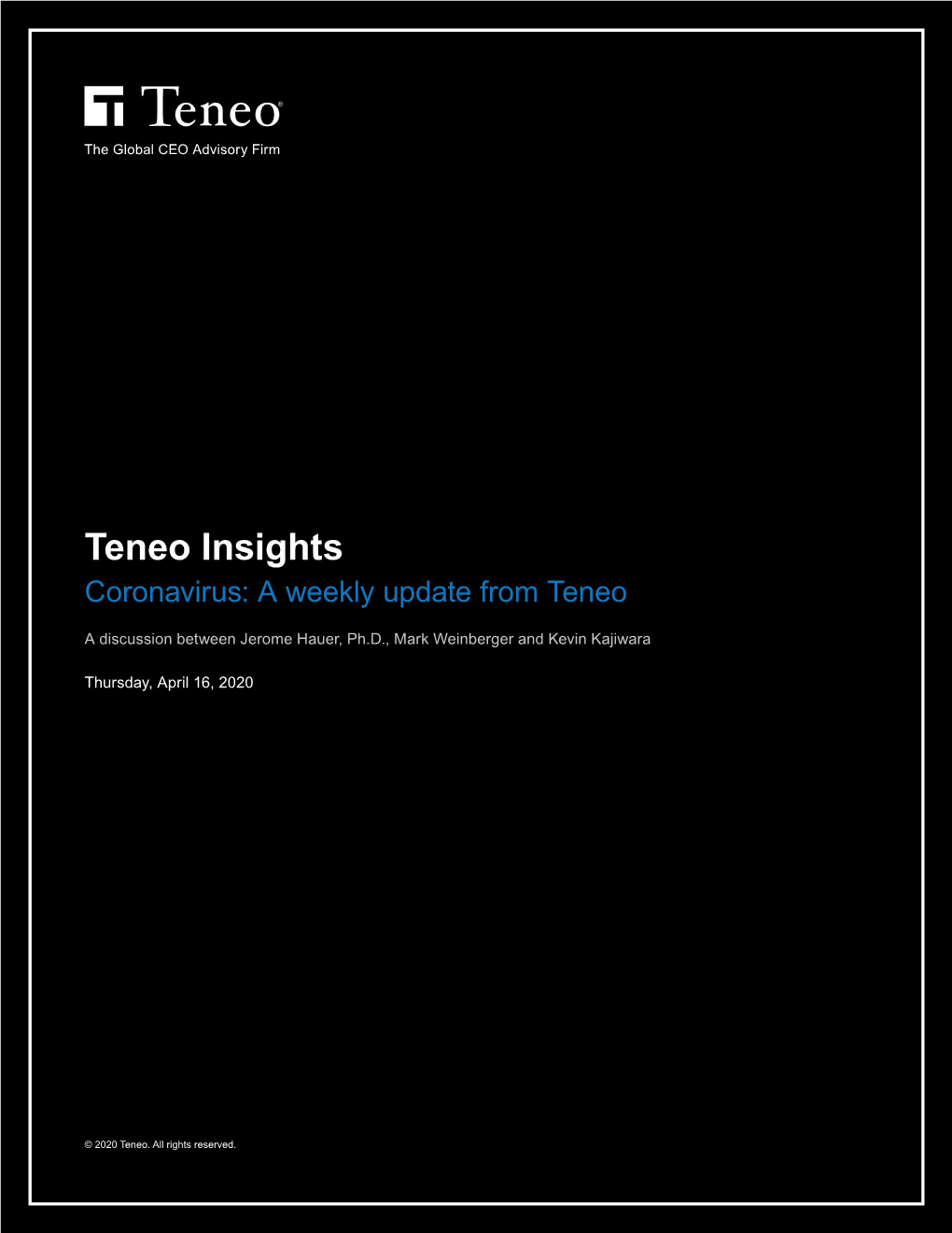 Teneo Insights Coronavirus: a Weekly Update from Teneo