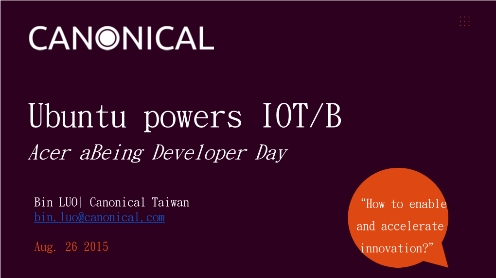 Ubuntu Powers IOT/B Acer Abeing Developer Day