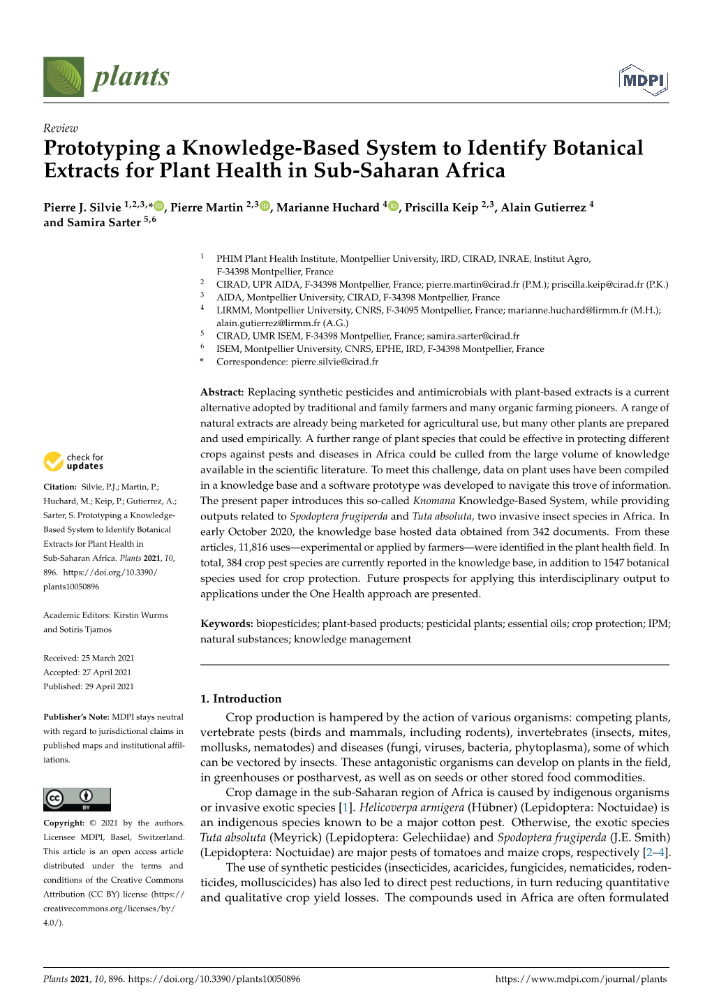 Prototyping a Knowledge-Based System to Identify Botanical Extracts for Plant Health in Sub-Saharan Africa