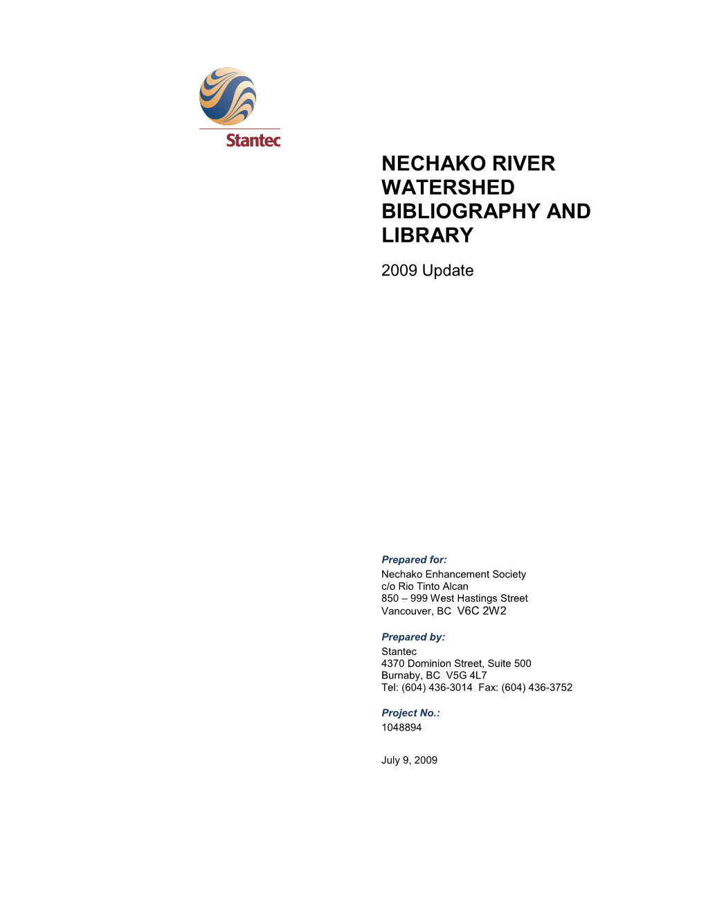 Nechako River Watershed Bibliography and Library