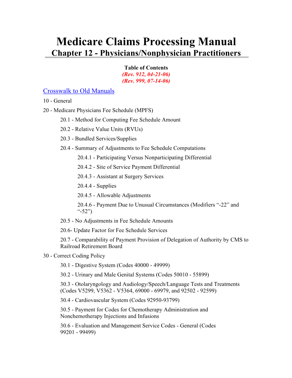 Medicare Claims Processing Manual Chapter 12 - Physicians/Nonphysician Practitioners