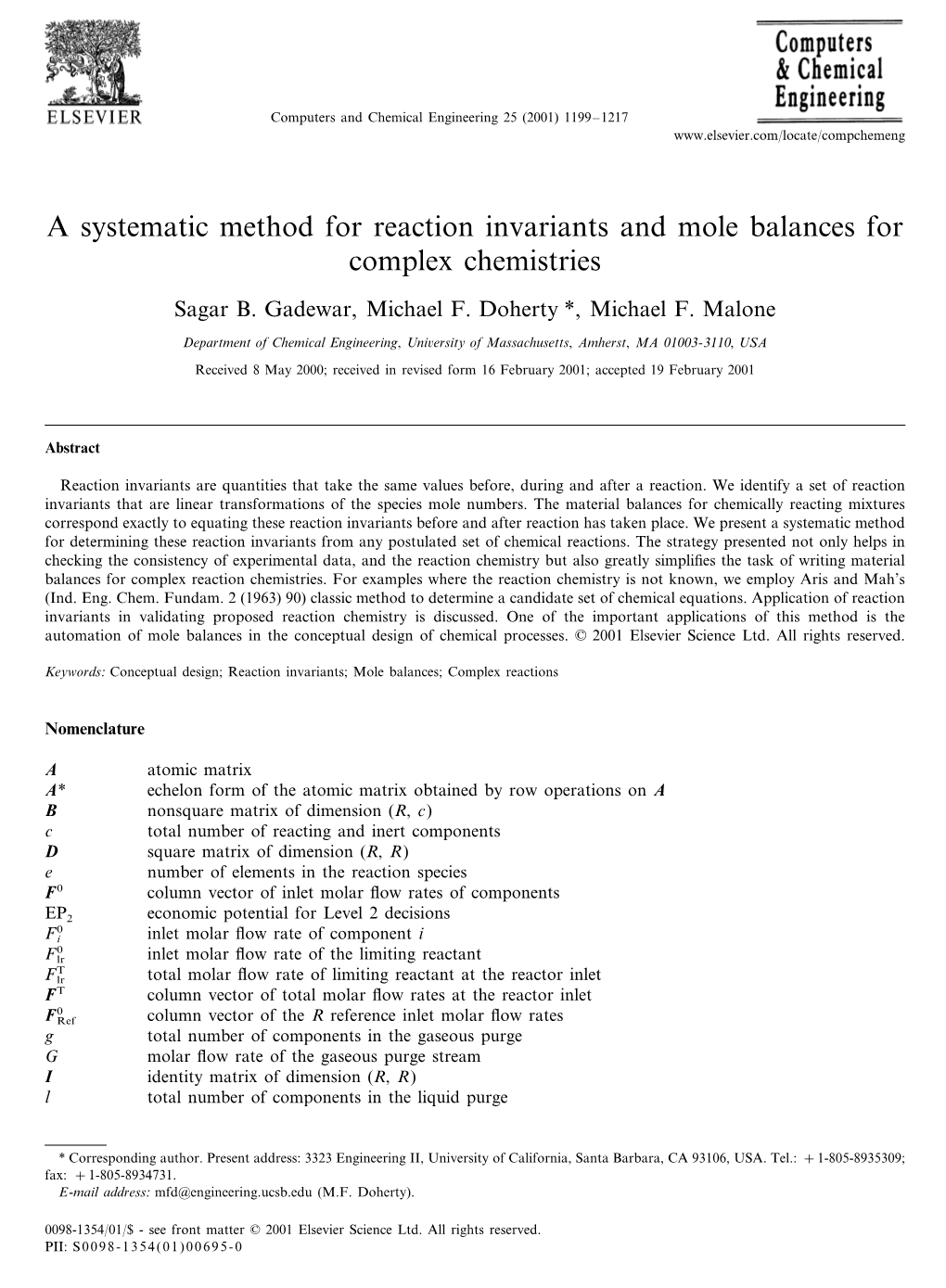 A Systematic Method for Reaction Invariants and Mole Balances for Complex Chemistries