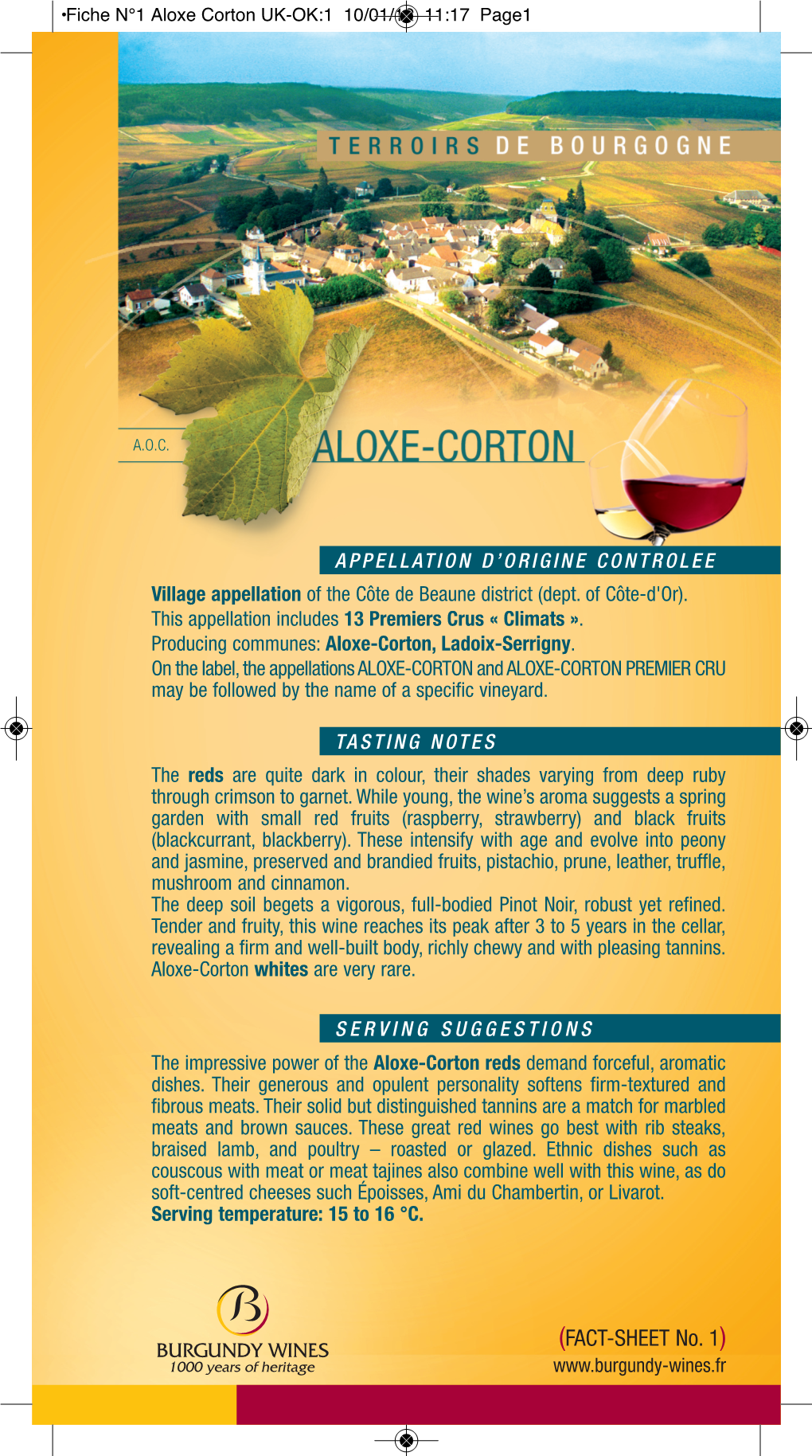 (FACT-SHEET No. 1) •Fiche N°1 Aloxe Corton UK-OK:1 10/01/12 11:17 Page2