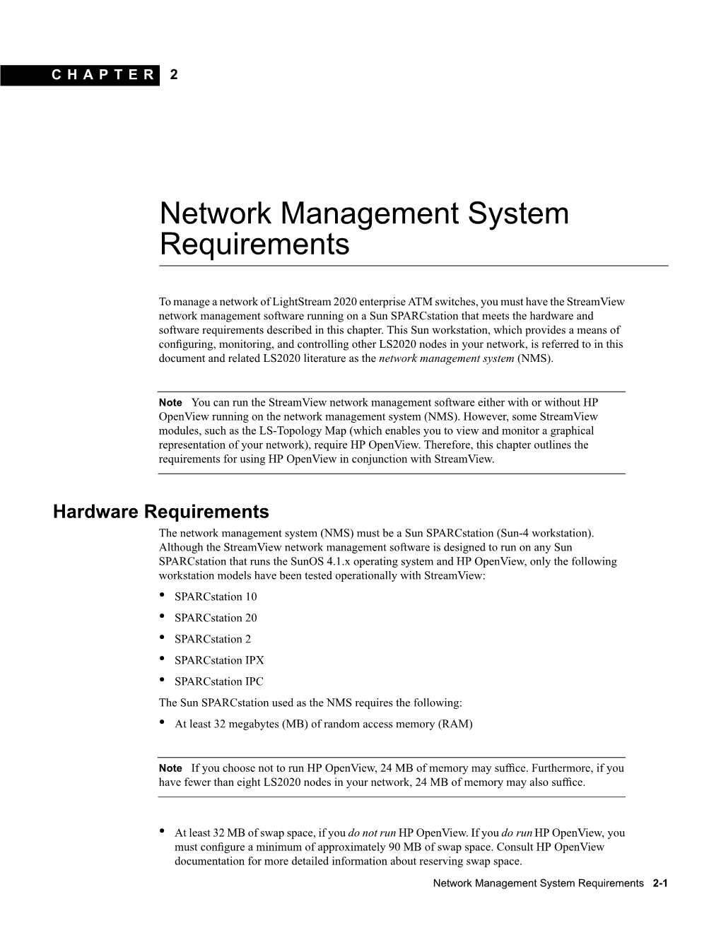 Network Management System Requirements