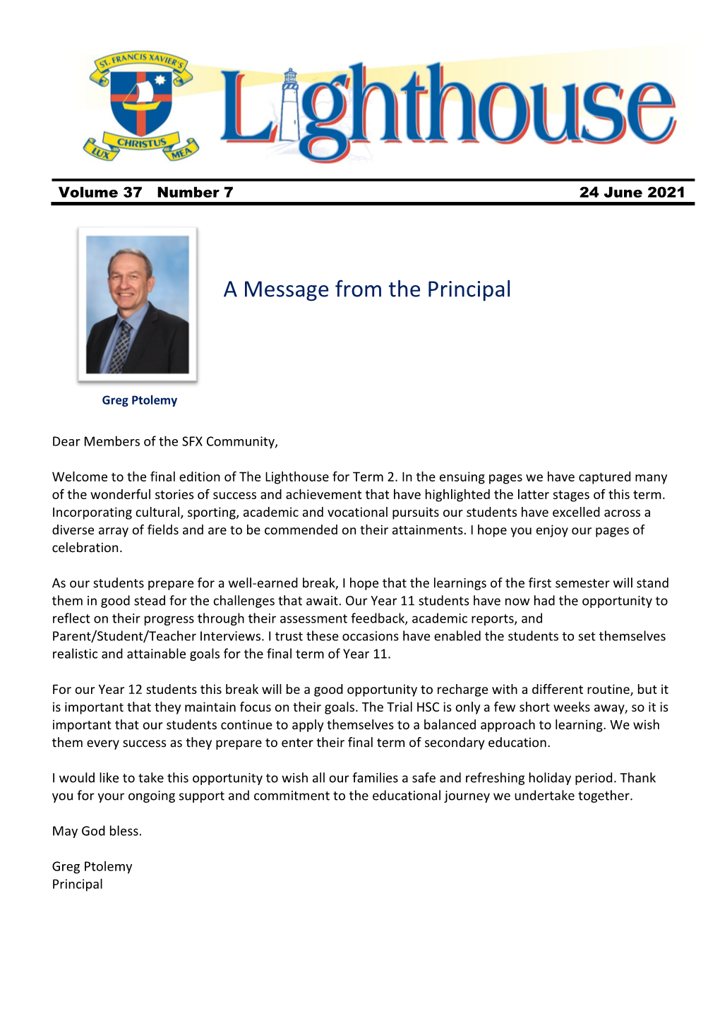 A Message from the Principal