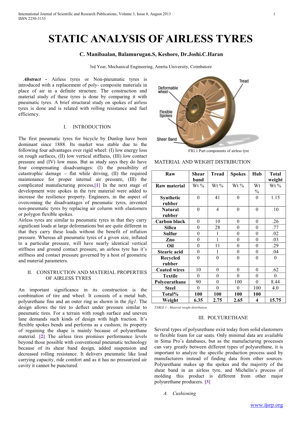 Static Analysis of Airless Tyres