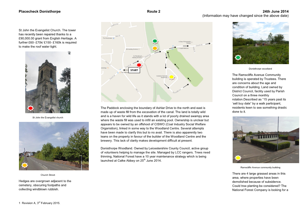 Placecheck Donisthorpe Route 2 24Th June 2014 (Information May Have Changed Since the Above Date)