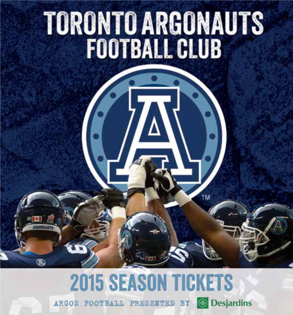 Toronto Argonauts 2015 Season Tickets Booklet