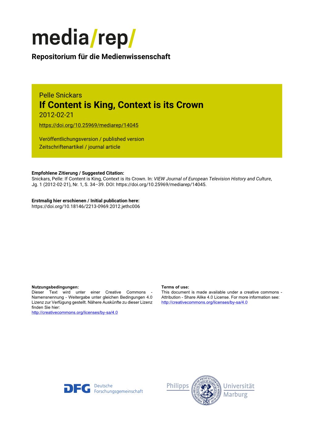 If Content Is King, Context Is Its Crown 2012-02-21