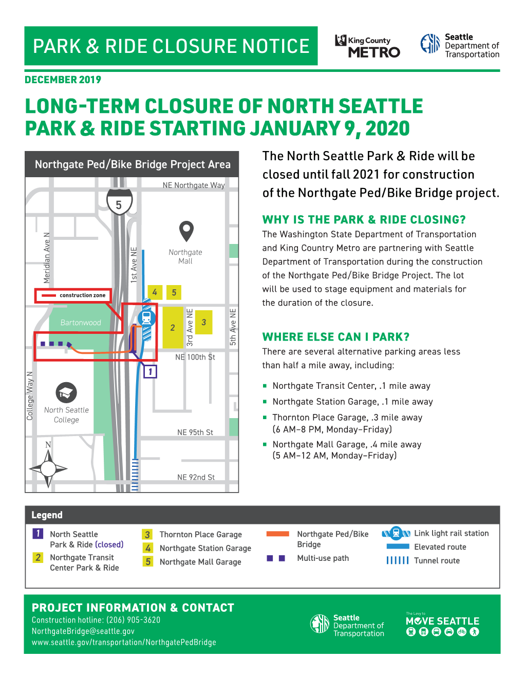 Long-Term Closure of North Seattle Park & Ride Starting