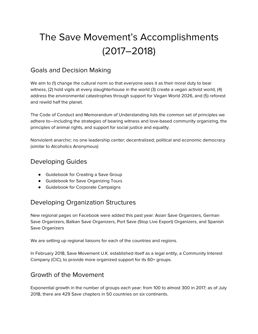 The Save Movement's Accomplishments