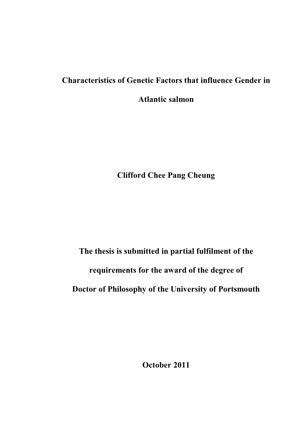 Characteristics of Genetic Factors That Influence Gender in Atlantic Salmon