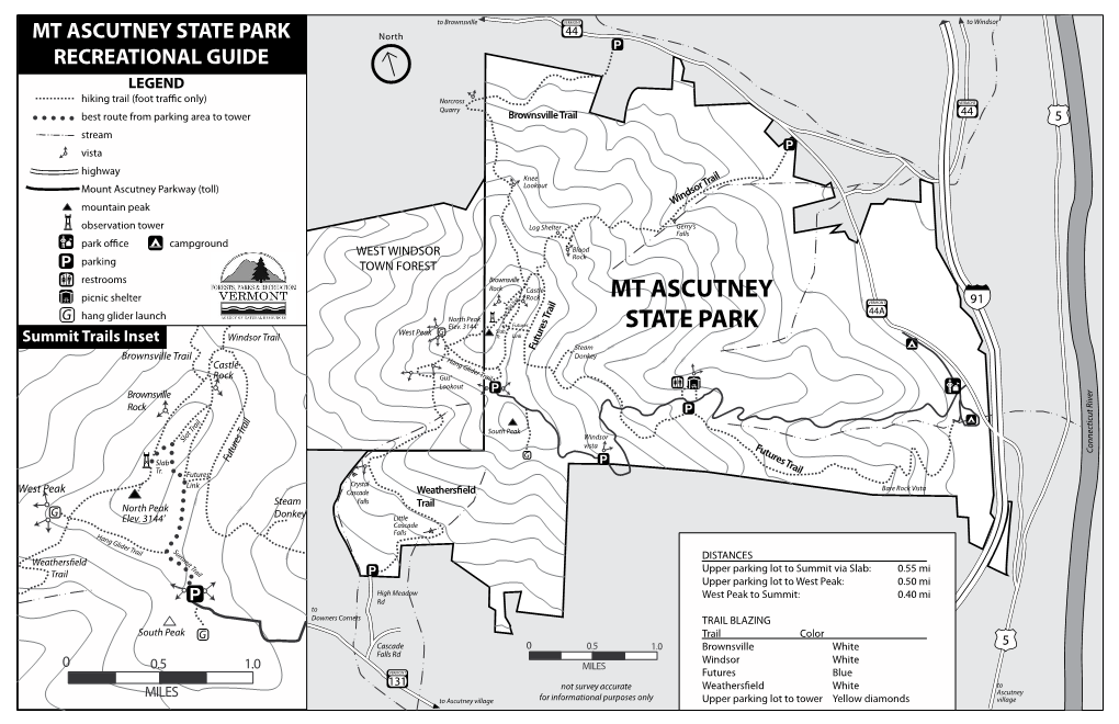 MT ASCUTNEY STATE PARK North RECREATIONAL GUIDE LEGEND