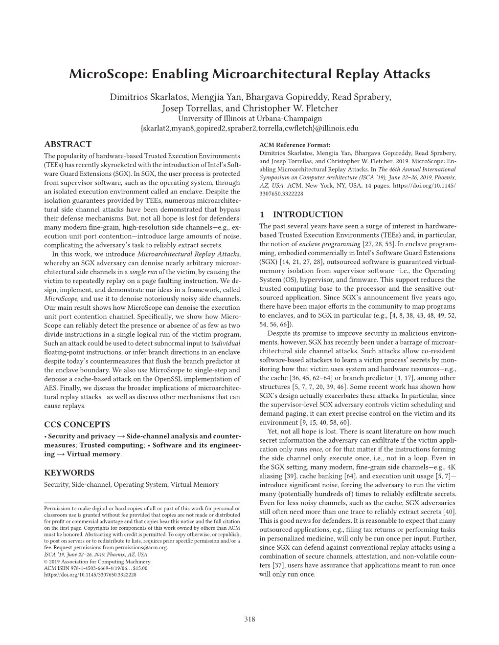 Microscope: Enabling Microarchitectural Replay Attacks