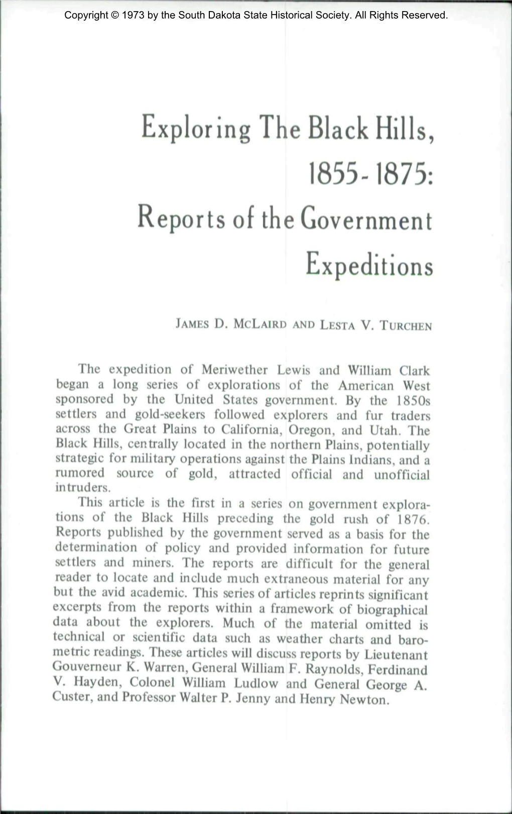 Exploring the Black Hills, 1855-1875: Reports of the Government Expeditions