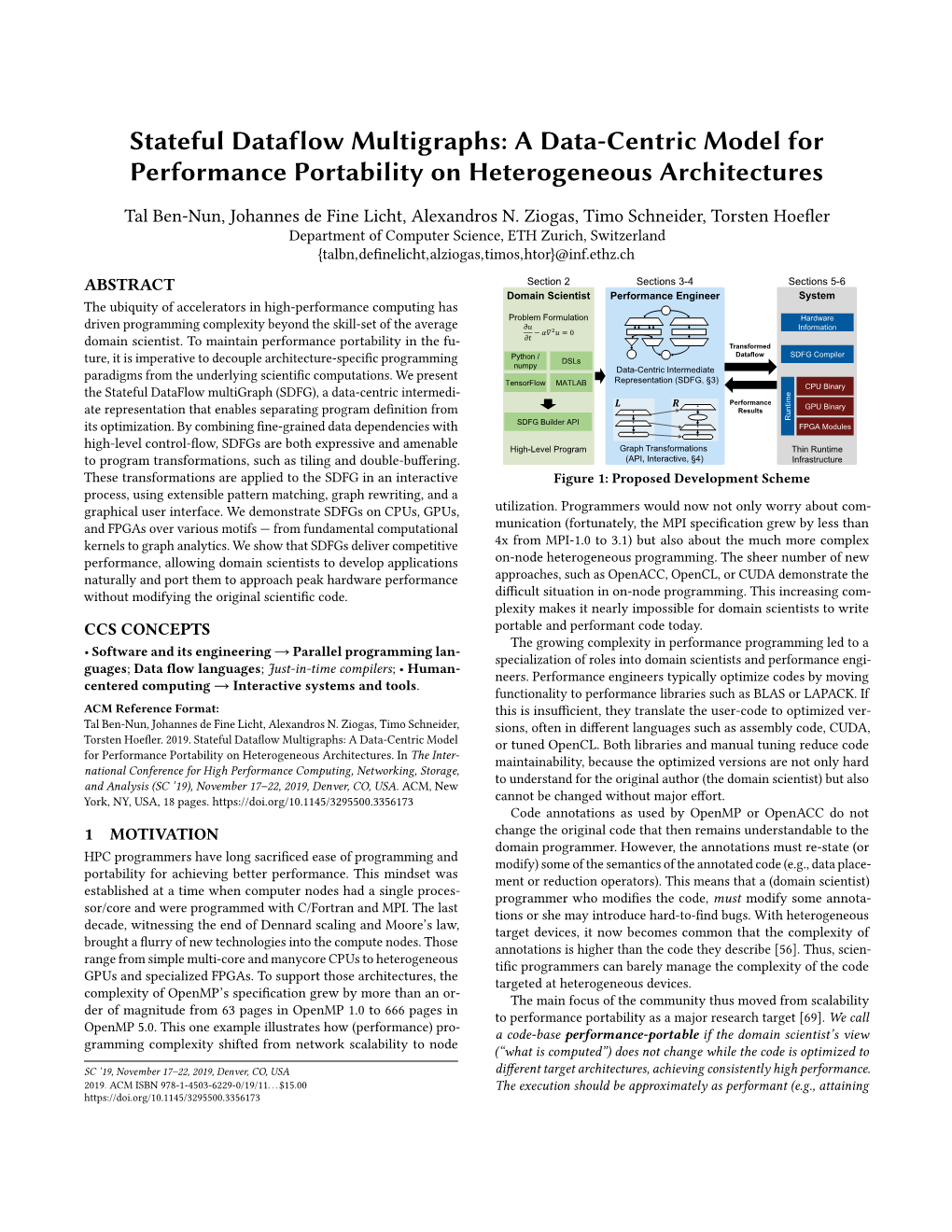 Stateful Dataflow Multigraphs: a Data-Centric Model for Performance Portability on Heterogeneous Architectures