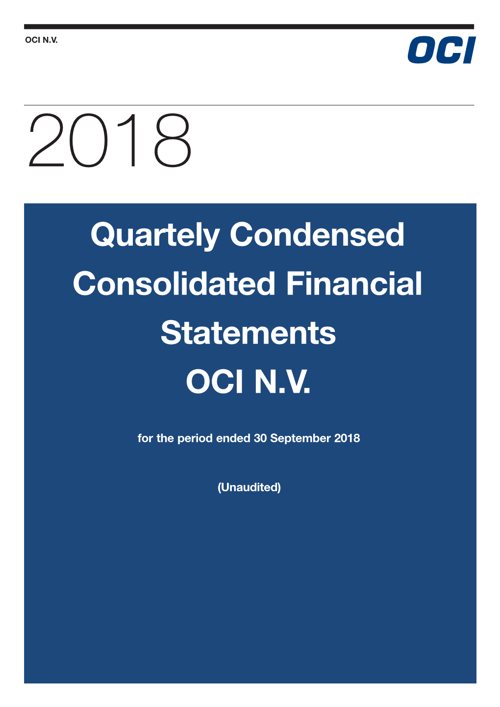 Quartely Condensed Consolidated Financial Statements OCI N.V