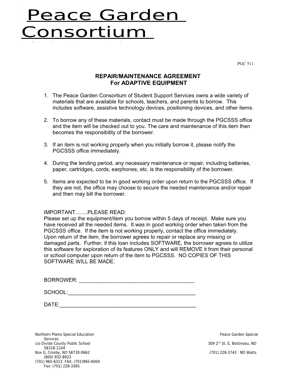 Repair/Maintenance Agreement