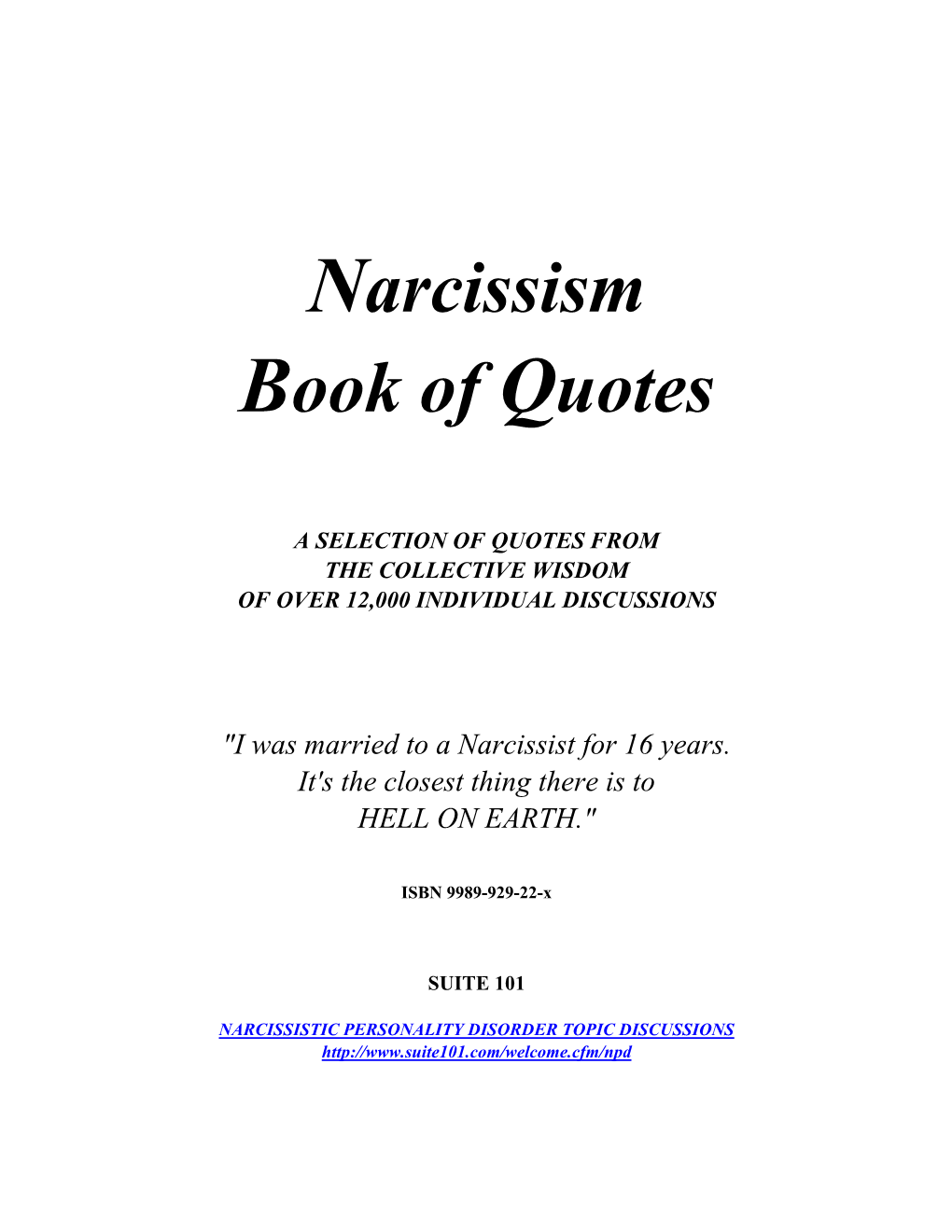 Narcissism Book of Quotes