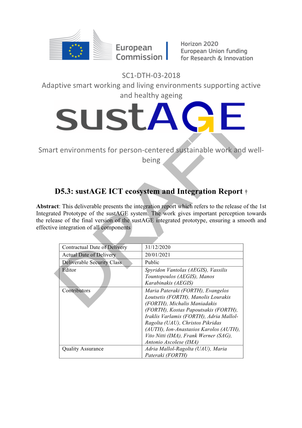 SC1-DTH-03-2018 Adaptive Smart Working and Living Environments Supporting Active and Healthy Ageing