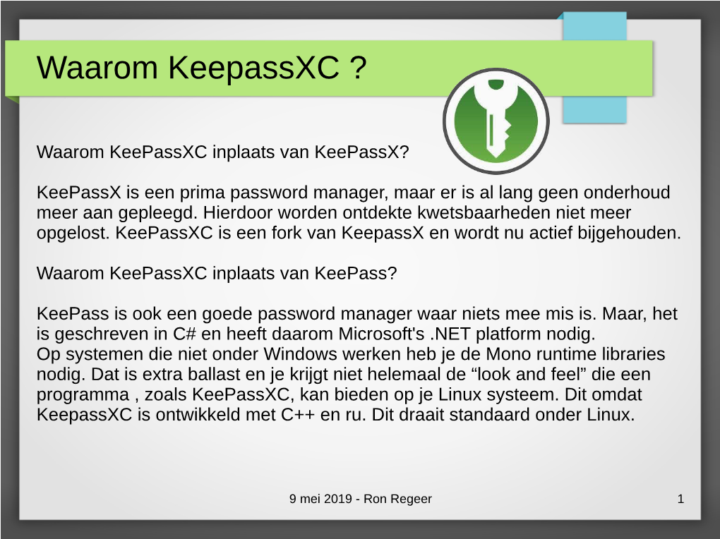 Waarom Keepassxc ?