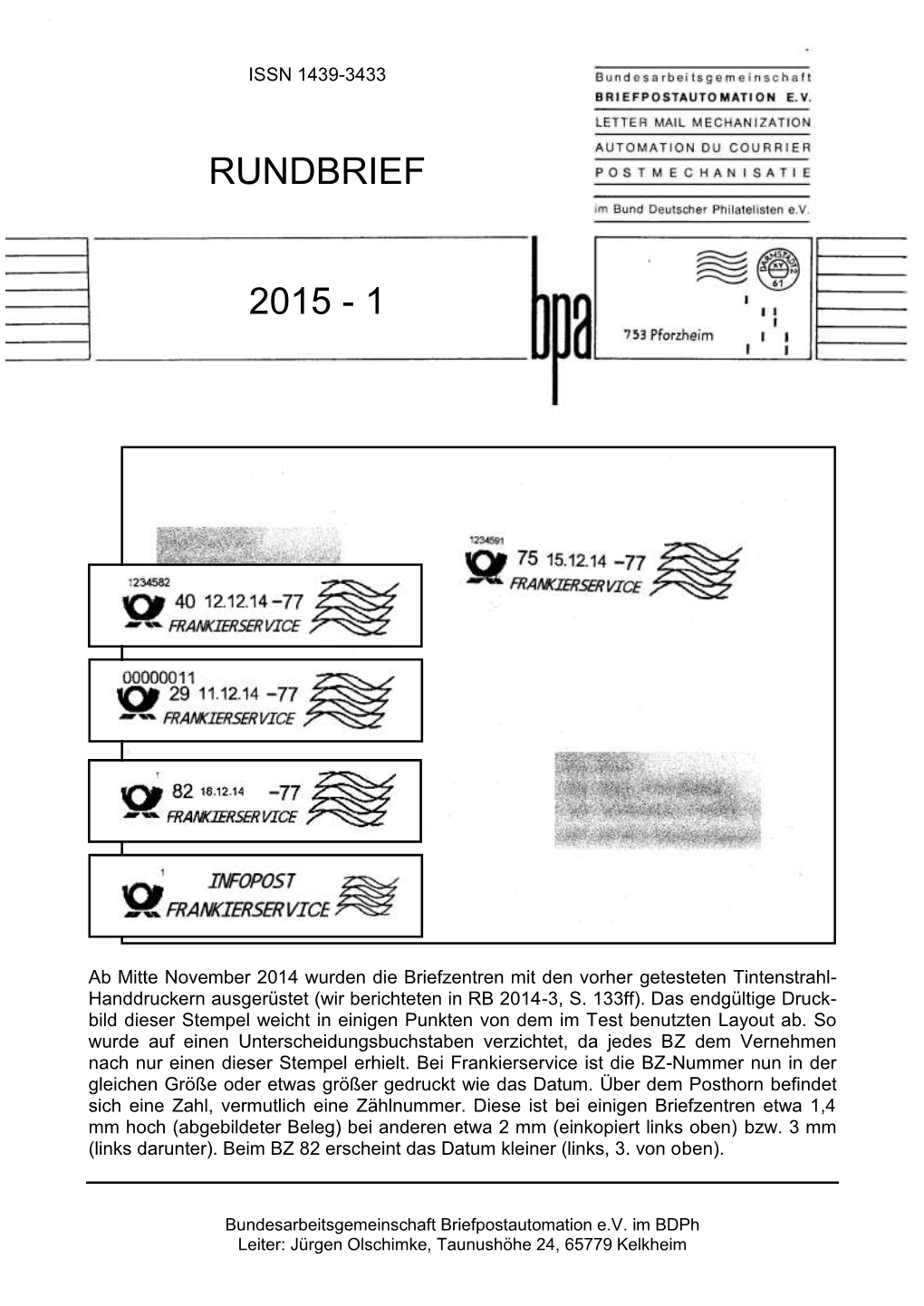 Rundbrief 2015-1 Inhalt ______