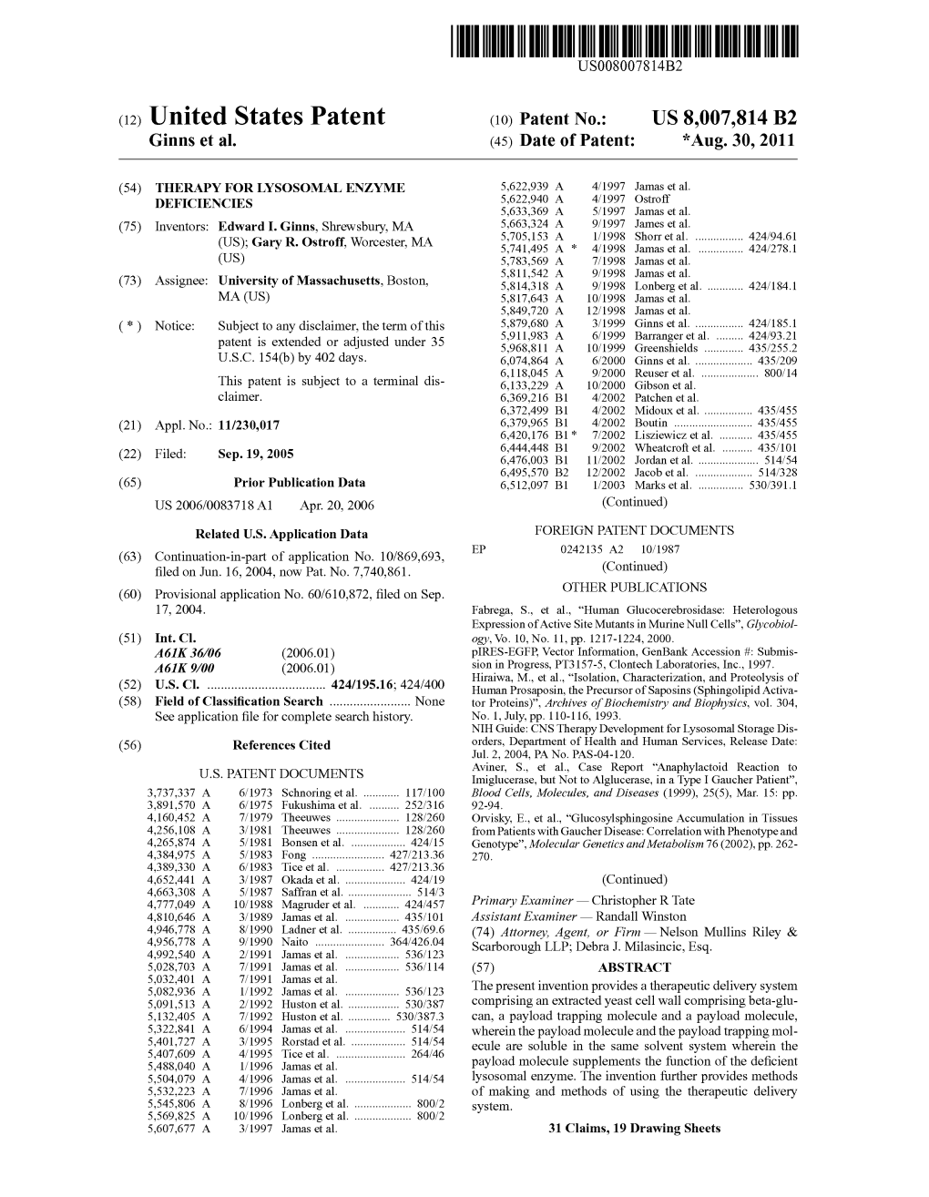 (12) United States Patent (10) Patent No.: US 8,007,814 B2