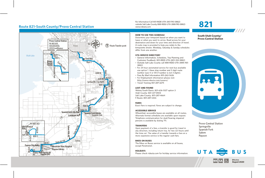 Route 821-South County/Provo Central Station 821