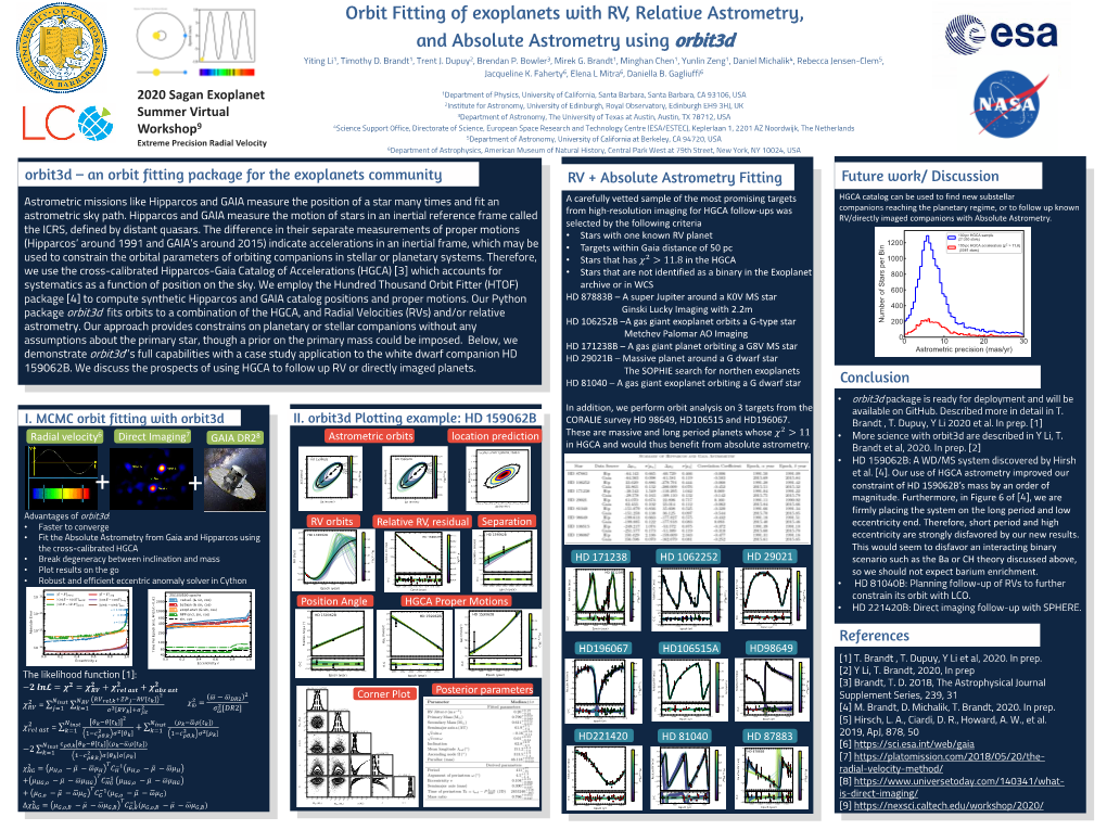 Orbit Fitting of Exoplanets with RV, Relative Astrometry, and Absolute Astrometry Using Orbit3d Yiting Li1, Timothy D