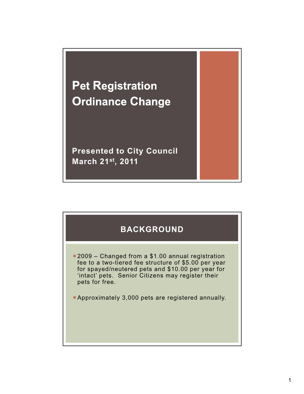 Pet Registration Ordinance Change Pet Registration