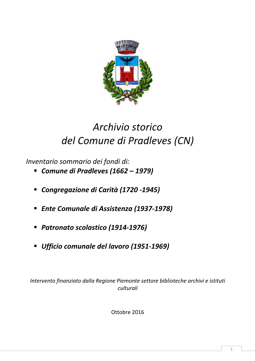 Archivio Storico Del Comune Di Pradleves (CN)