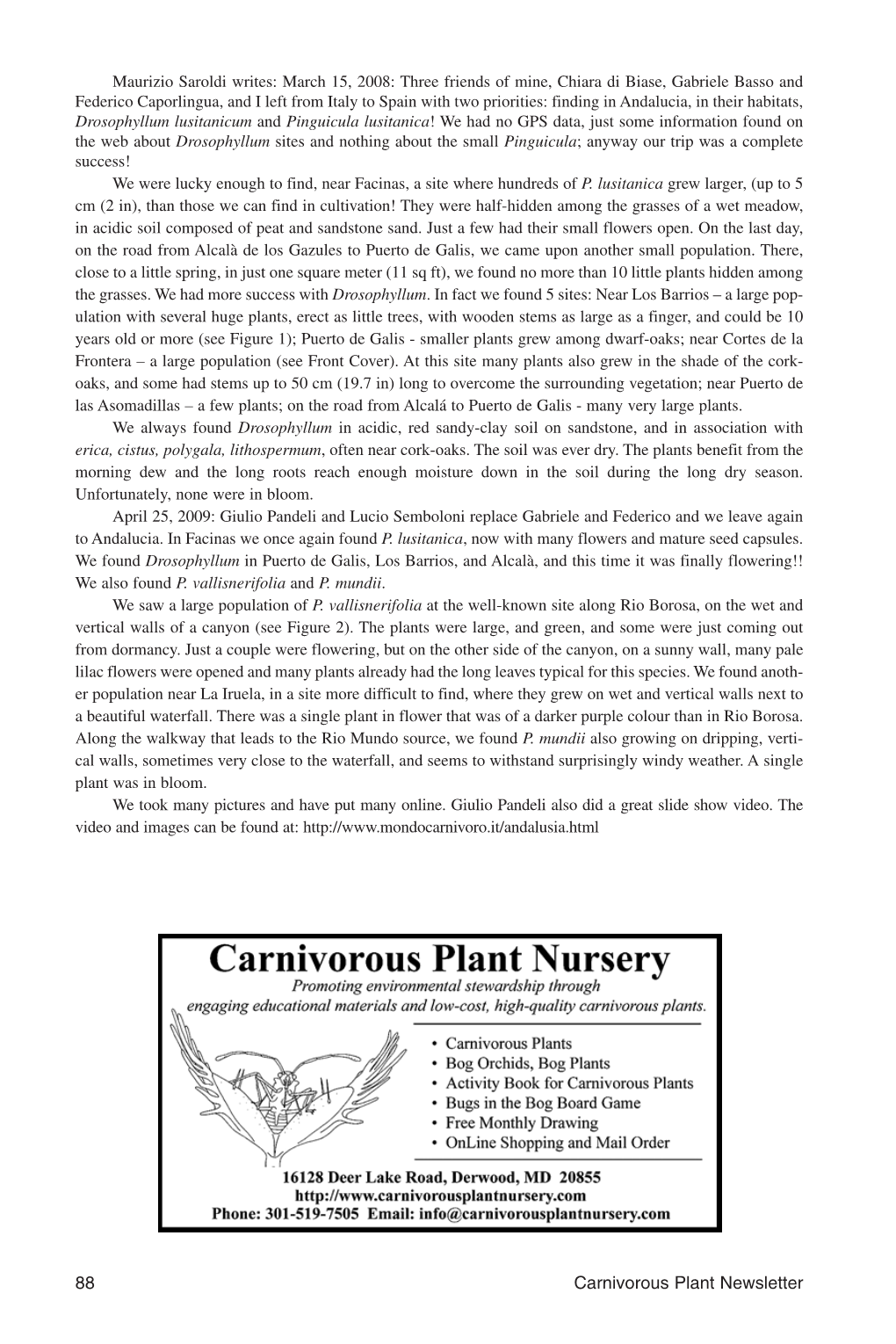 Carnivorous Plant Newsletter Vol. 38, No. 3. September 2009