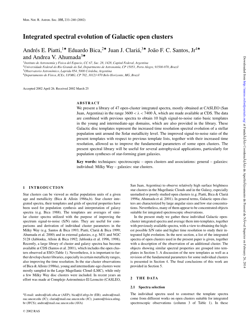 Integrated Spectral Evolution of Galactic Open Clusters     Andr«Ese