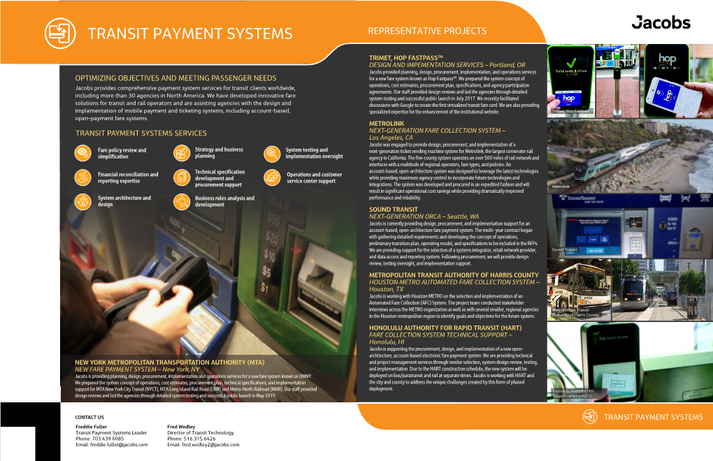 Transit Payment Systems Representative Projects