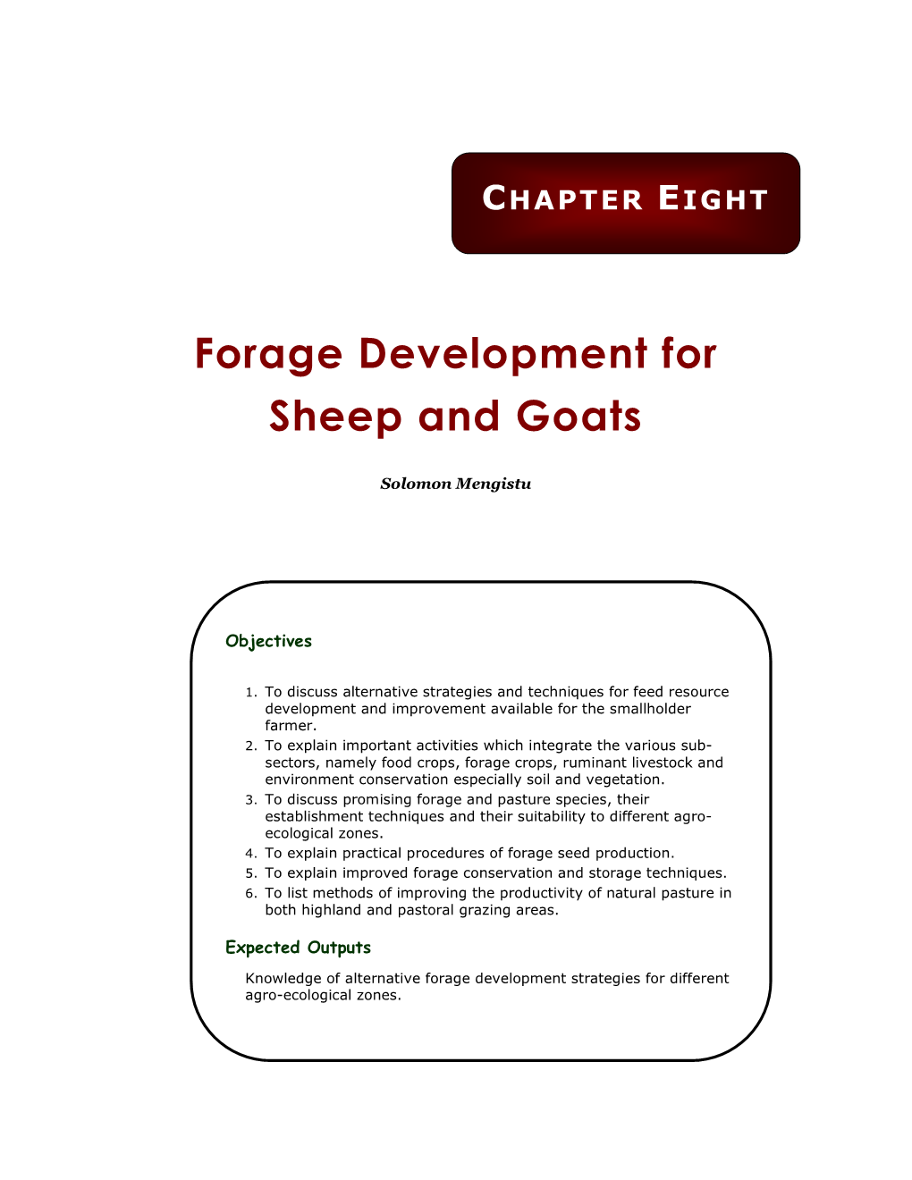 Forage Development for Sheep and Goats