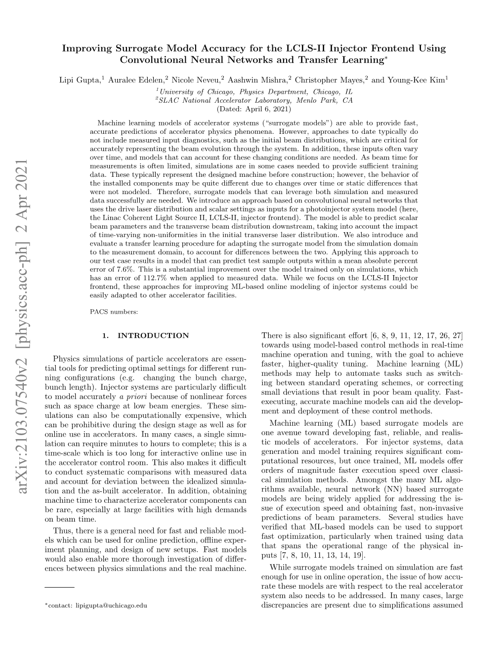 Arxiv:2103.07540V2 [Physics.Acc-Ph] 2 Apr 2021 Tion and the As-Built Accelerator