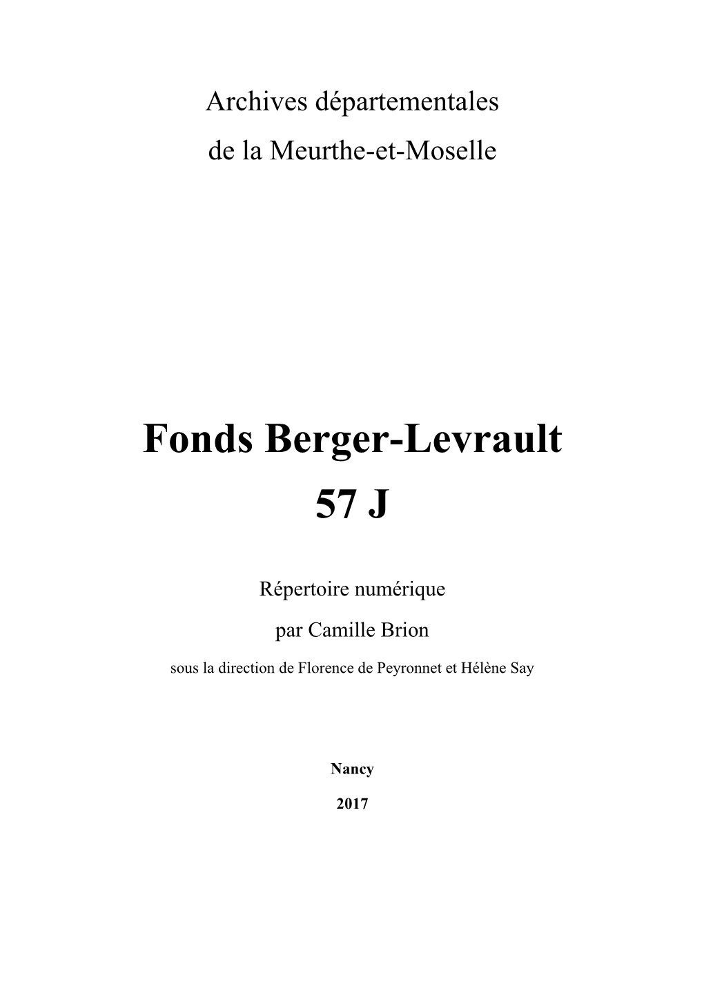 Fonds Berger-Levrault 57 J