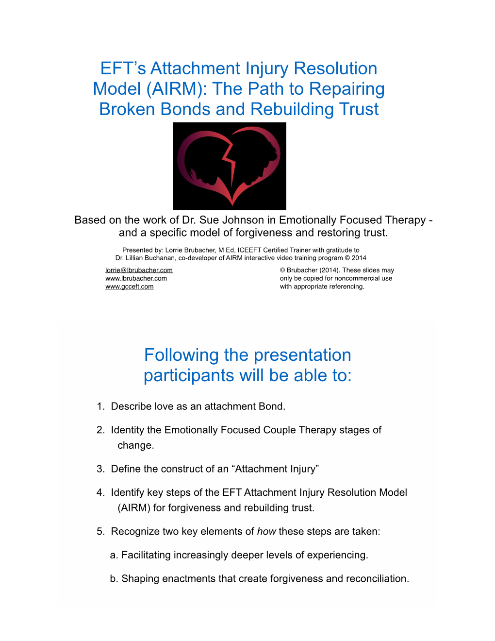 EFT's Attachment Injury Resolution Model