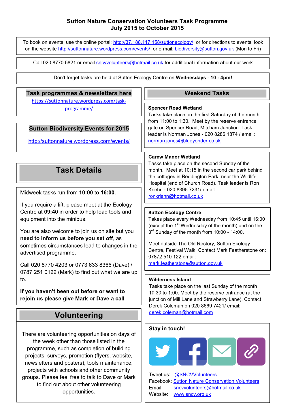 Volunteering Task Details