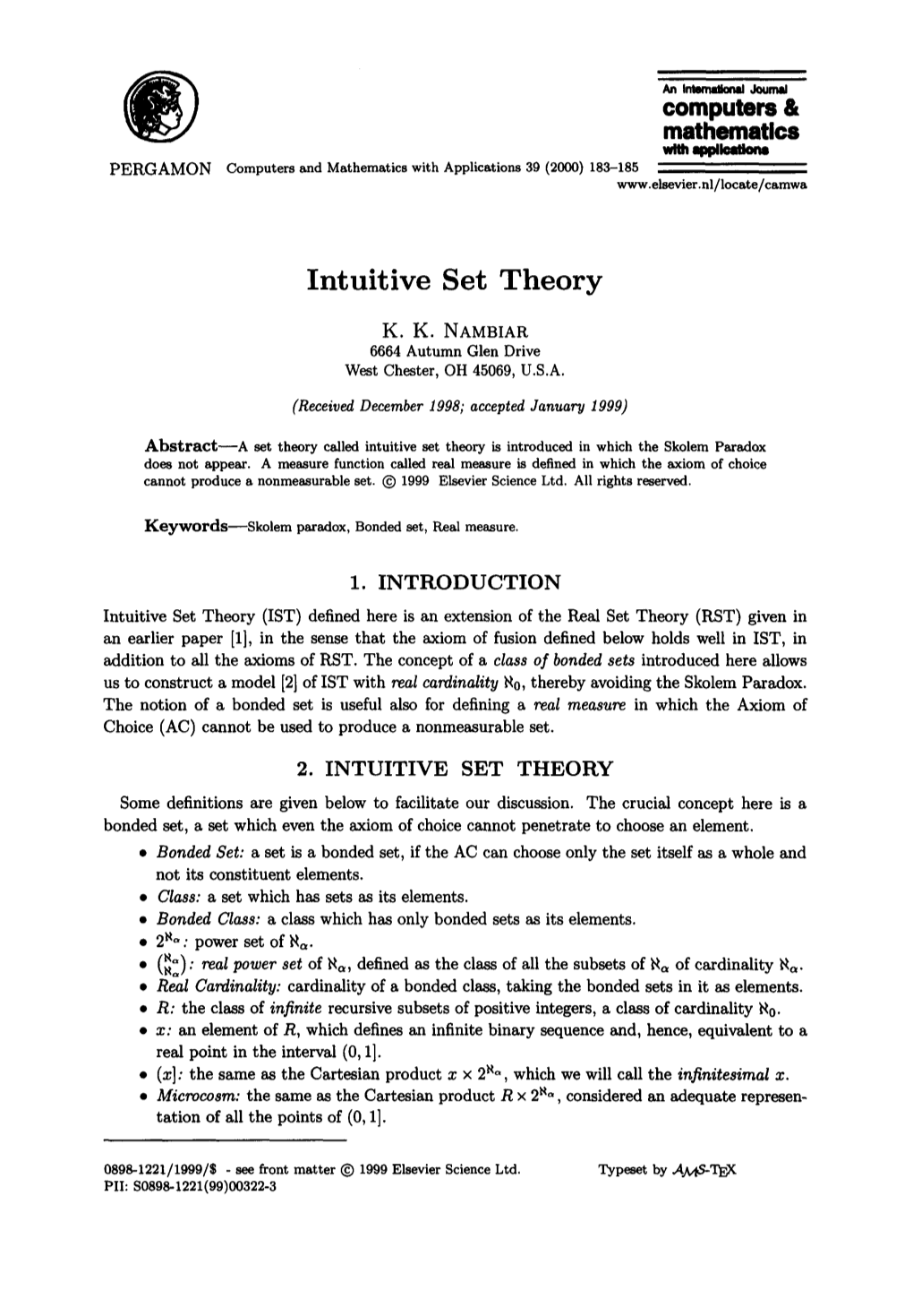 Intuitive Set Theory