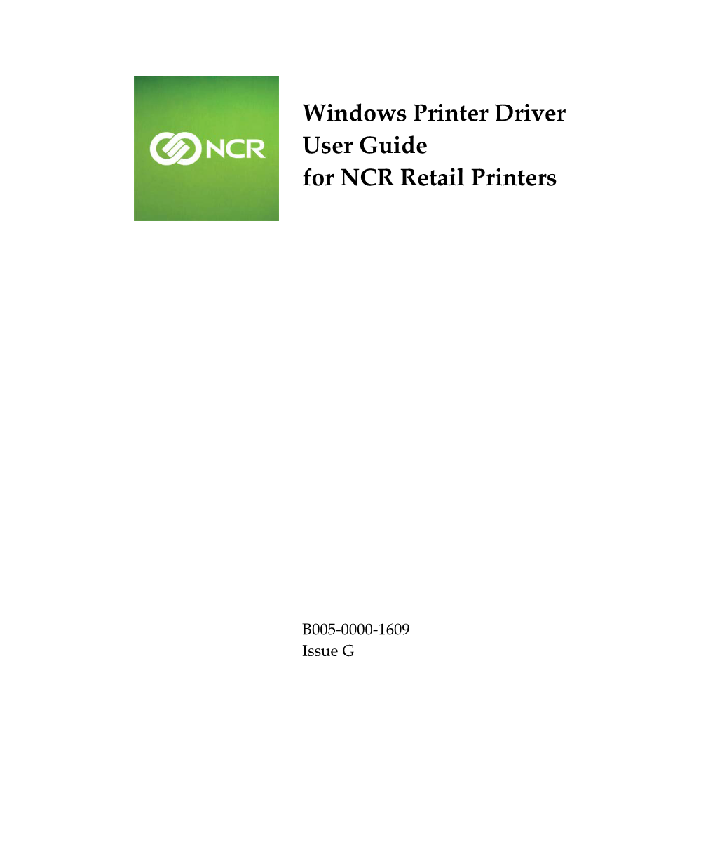 Windows Printer Driver User Guide for NCR Retail Printers