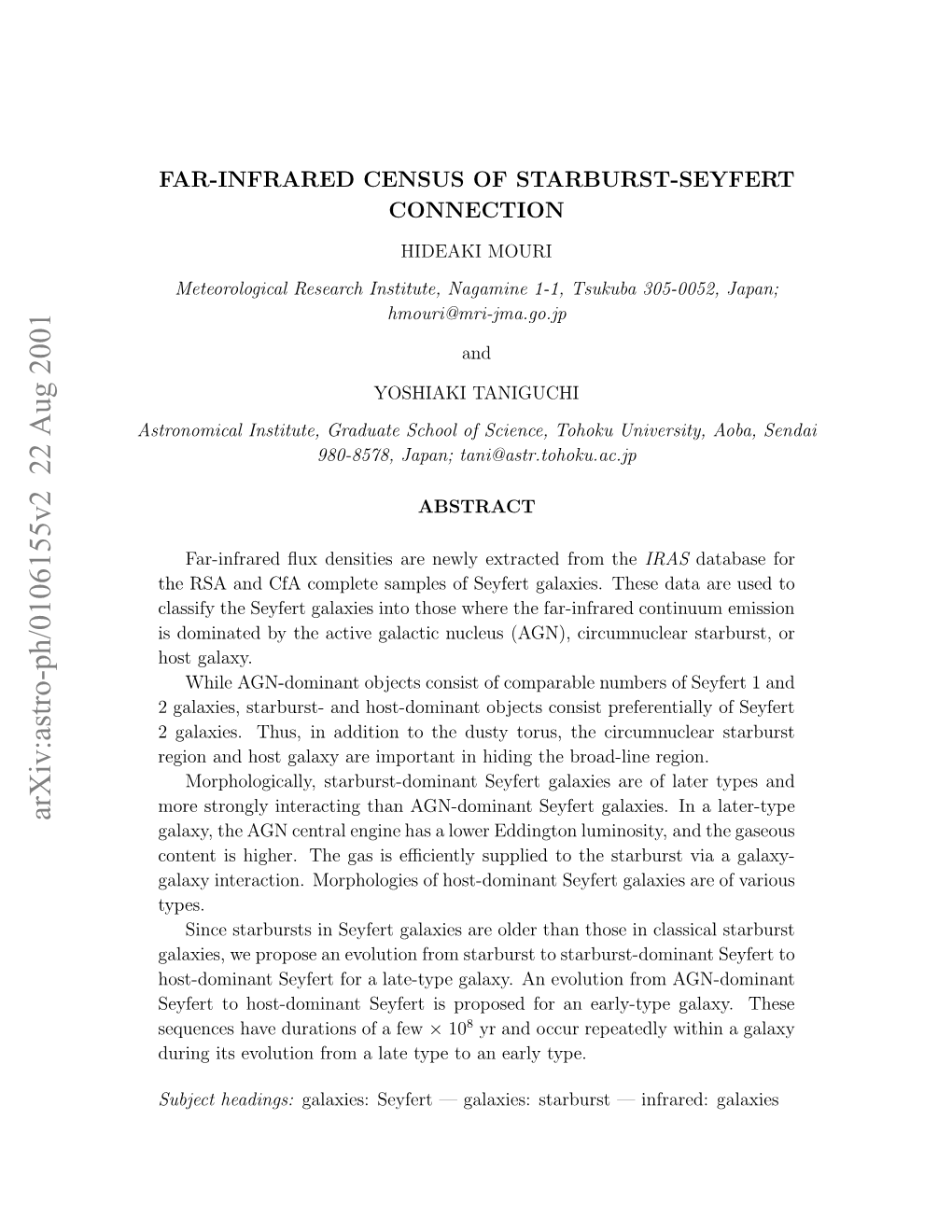 Far-Infrared Census of Starburst-Seyfert Connection