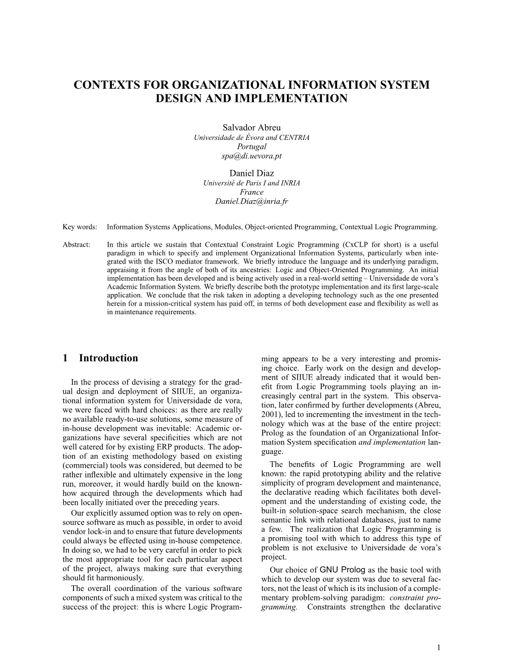 Contexts for Organizational Information System Design and Implementation