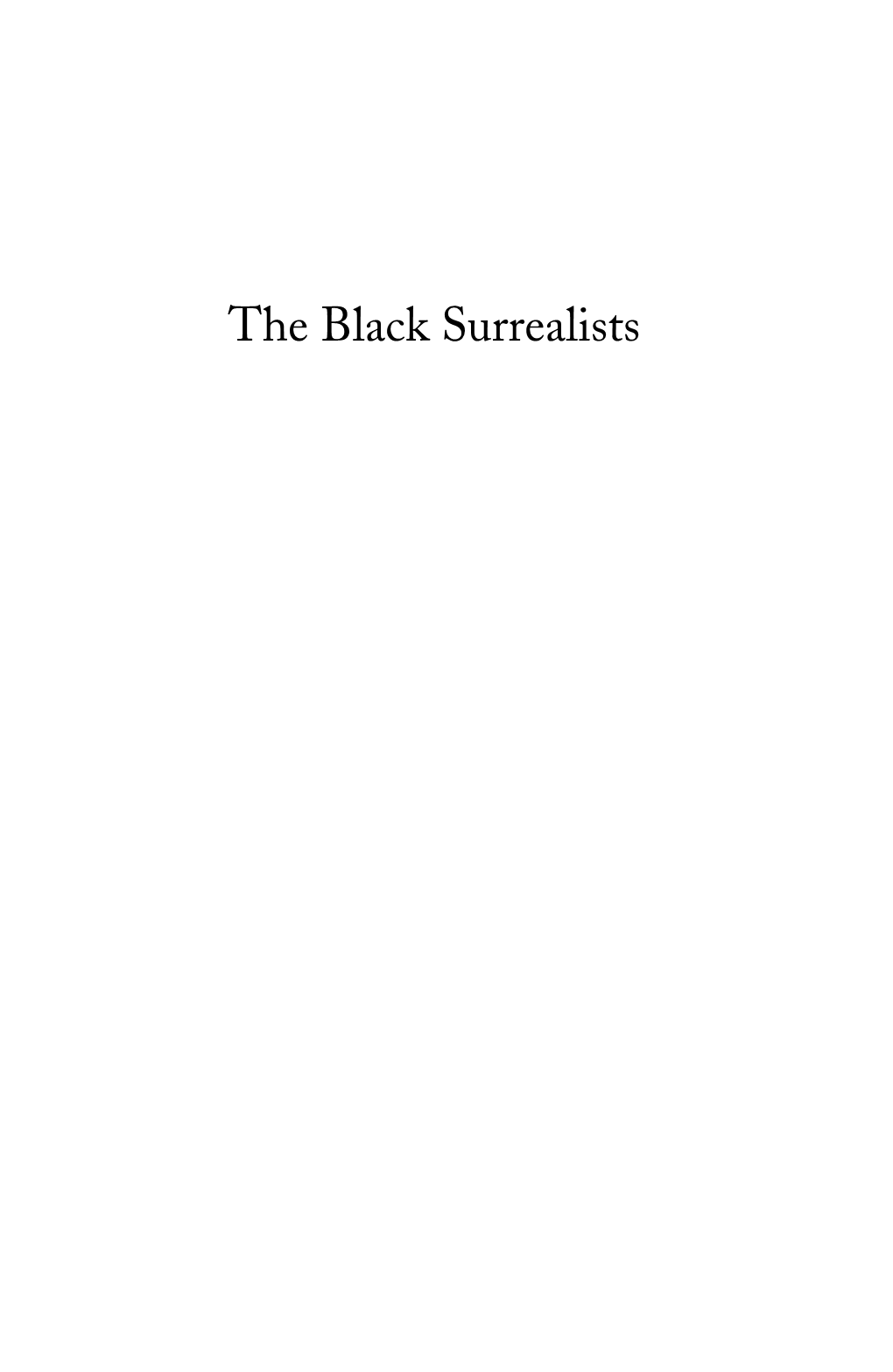 Black Surrealists Francophone Cultures and Literatures