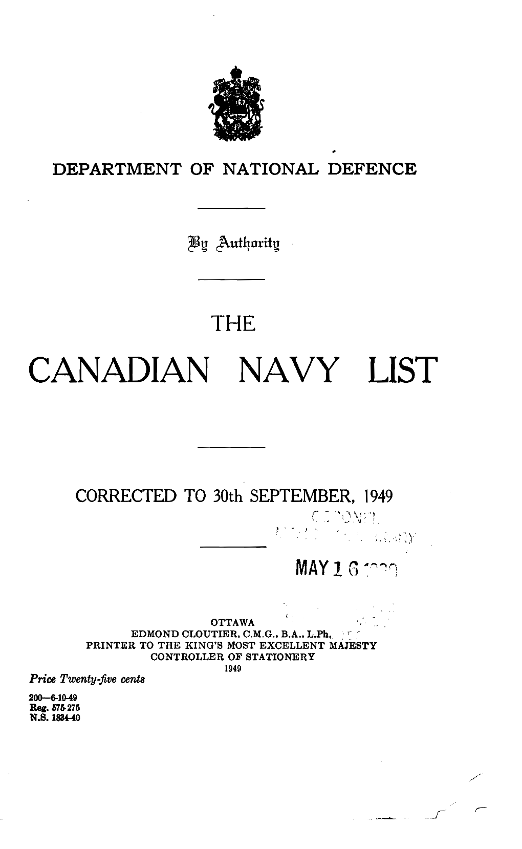 Canadian Navy List